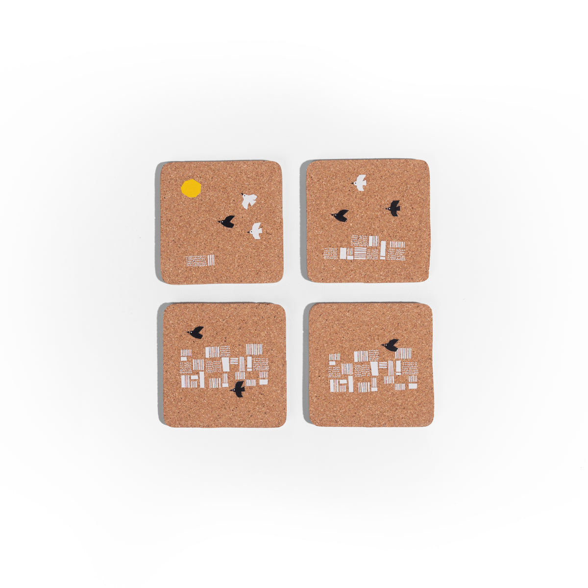 Birds-In-Flight Cork Coasters (Set of 4)